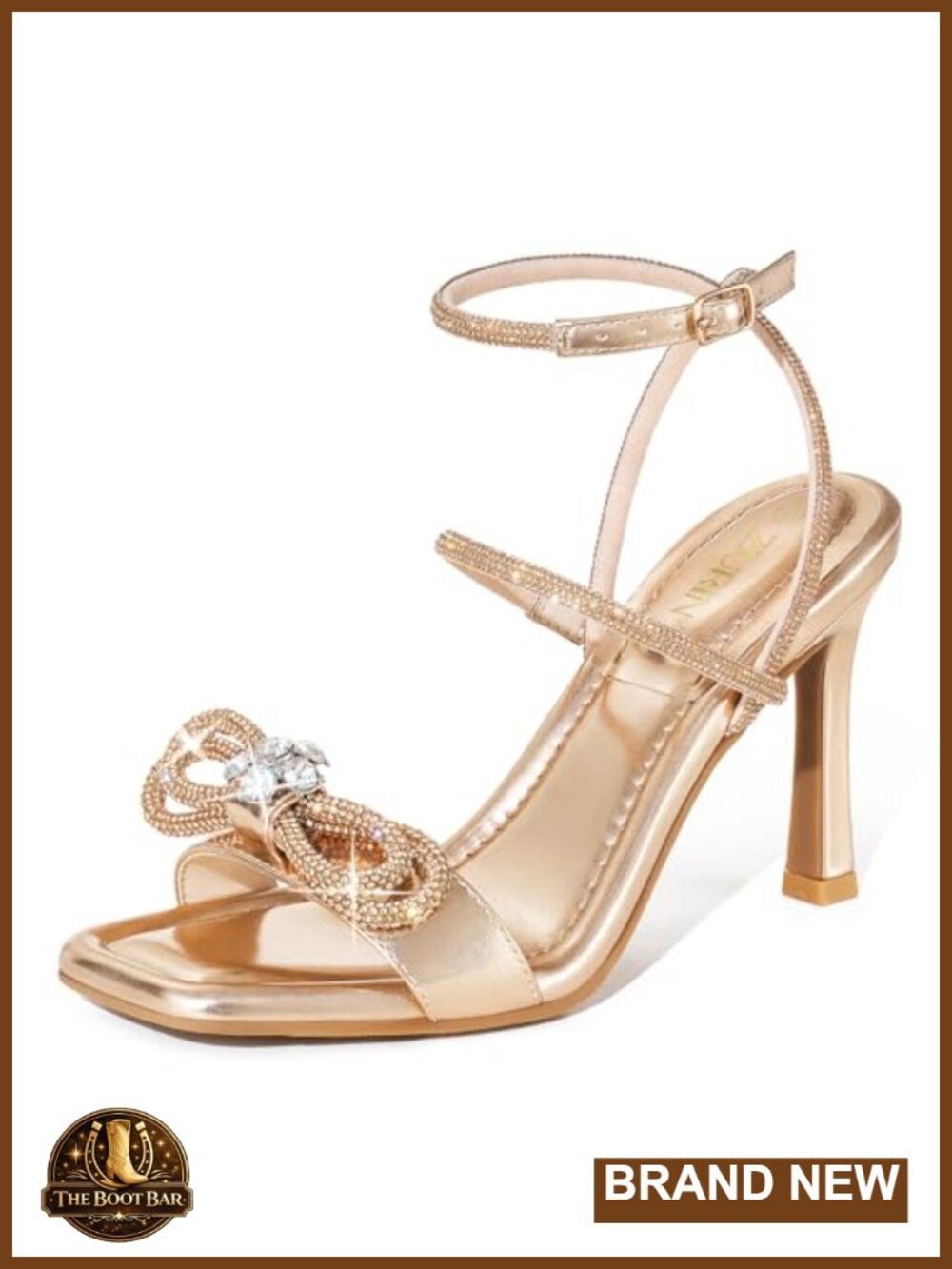 Rhinestone Bow Heels Stiletto High Heel Sandals Square Open Toe Prom Party